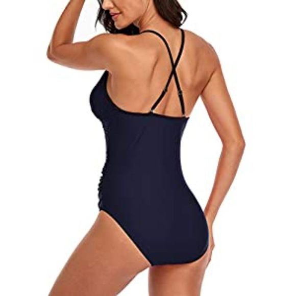Womens Tummy Control One Piece Swimsuit Mesh - Picture 2 of 4